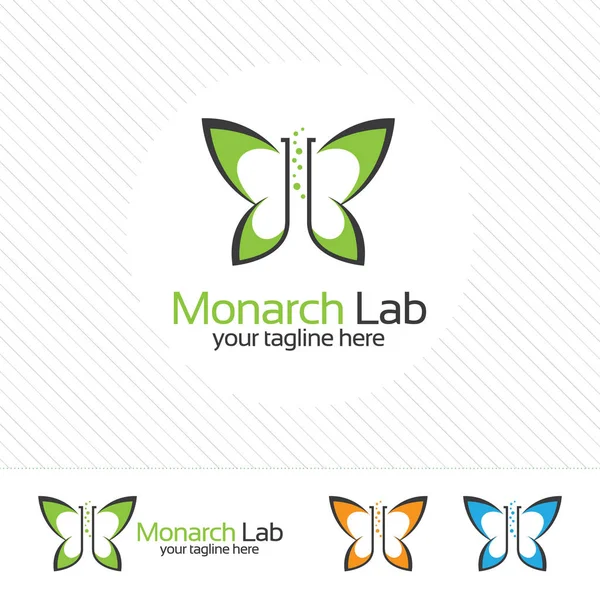 Abstraktní motýl laboratoře logo design vektor. Jednoduché a čisté pojmu motýla s symbol laboratoře . — Stockový vektor