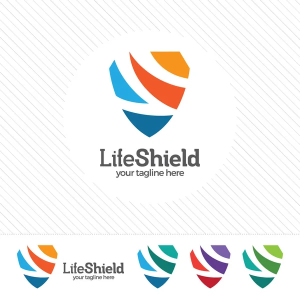 Shield security logo design vector. Security guard symbol icon. Protection shield vector with technology symbol. Letter S with shield symbol. — Stock Vector