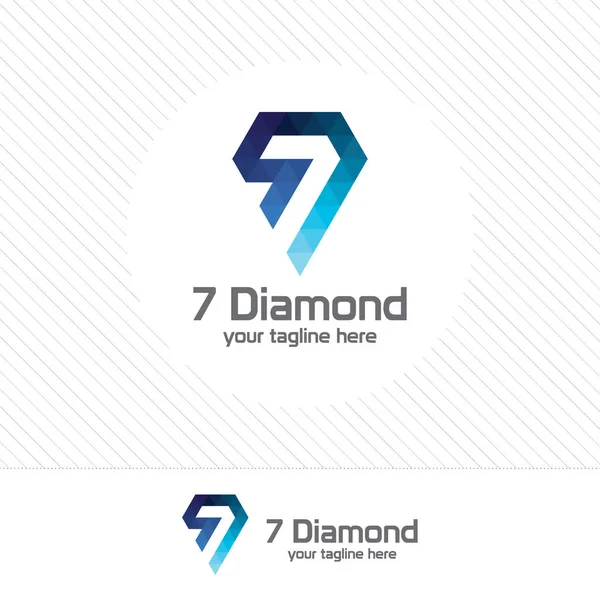 Číslo sedm a diamantové logo design vektor s pixel barevný trojúhelník. Ikona stylu pixel Diaomond. — Stockový vektor