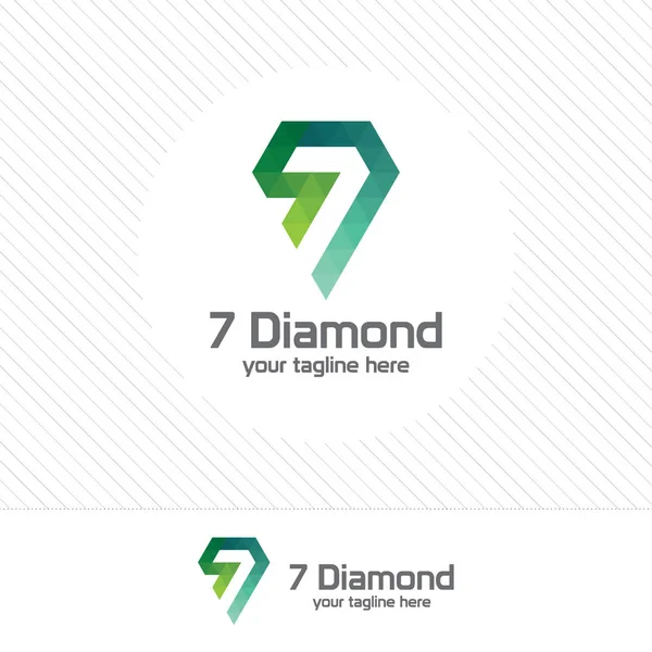 Number seven and diamond logo design vector with colorful triangle pixel.  Diaomond pixel style icon. — Stock Vector