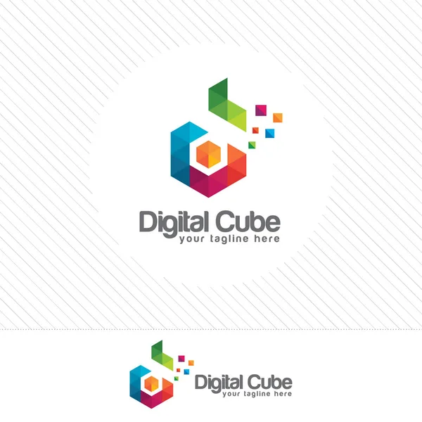 Vecteur coloré de conception de logo D avec triangle Pixel et style polygonal. Lettre numérique D logo concept de conception . — Image vectorielle