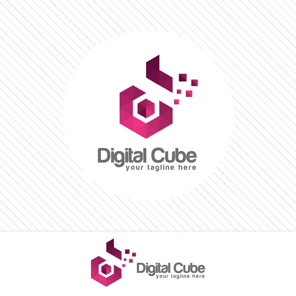 Colorida letra D logo diseño vector con triángulo Pixel y estilo poligonal. Concepto de diseño de logotipo de letra D digital . — Vector de stock