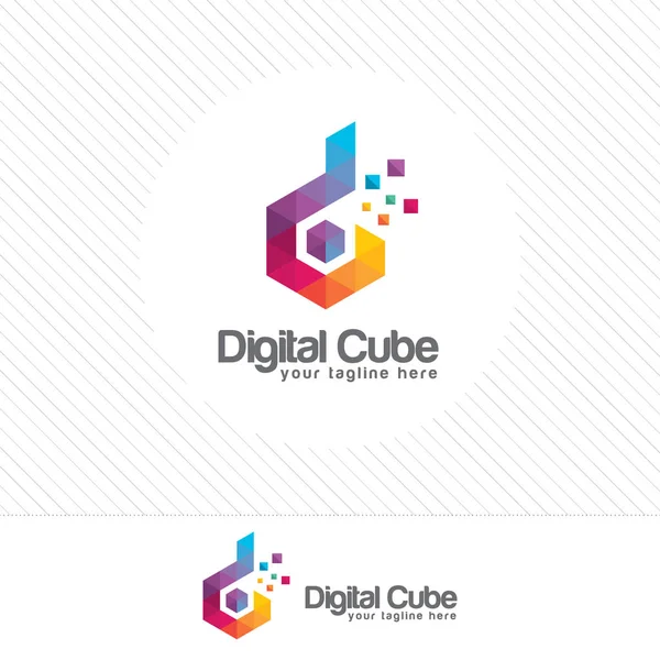 Színes levél D logo design vektor a háromszög Pixel és a sokszög stílus. Digitális D betű logo tervezési koncepció. — Stock Vector
