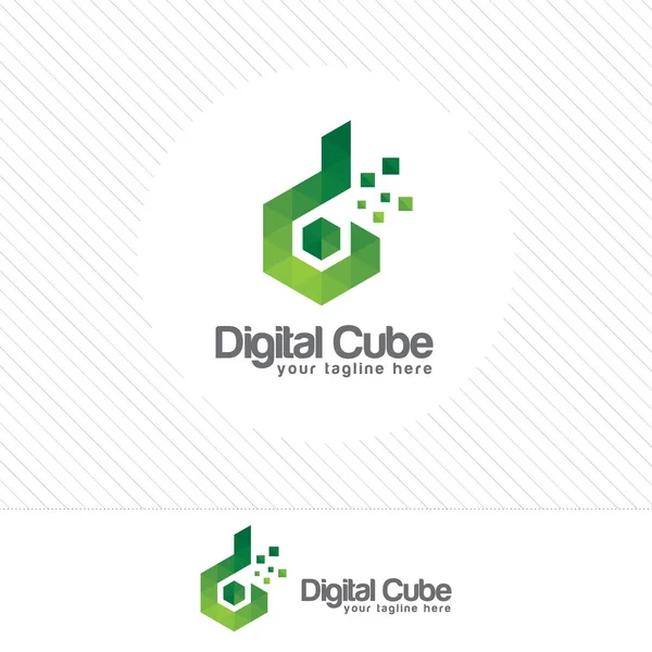 Colorata lettera D logo vettore di progettazione con triangolo pixel e stile poligonale. Lettera digitale D logo design concept . — Vettoriale Stock