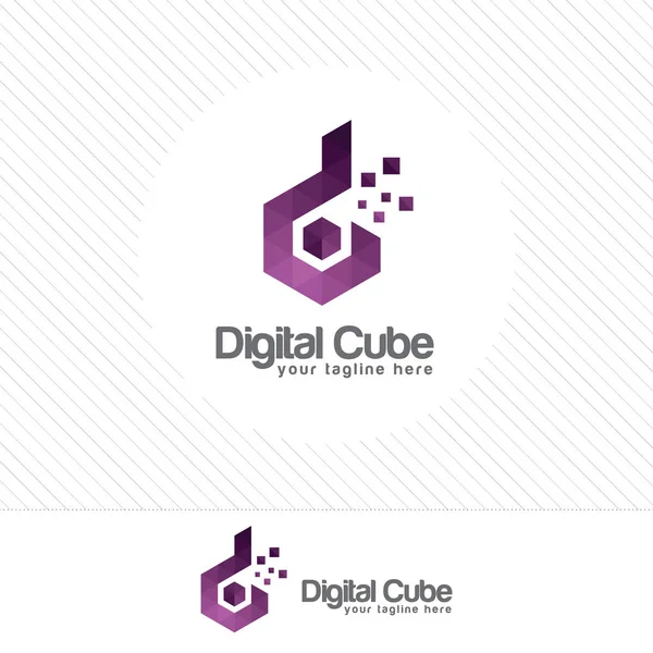 Színes levél D logo design vektor a háromszög Pixel és a sokszög stílus. Digitális D betű logo tervezési koncepció. — Stock Vector