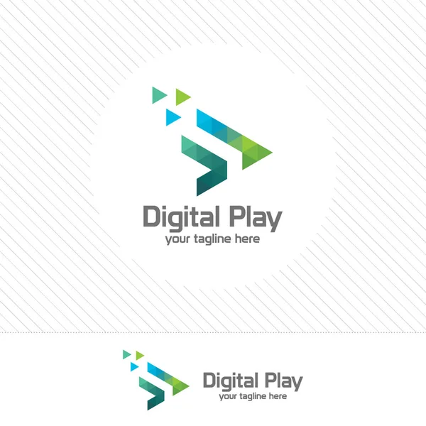 Színes média játék logo design vektor háromszög pixel. — Stock Vector