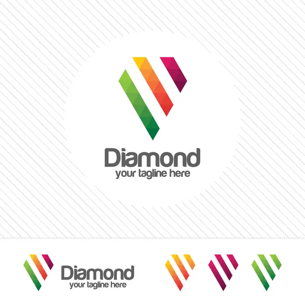 Diamond logo design vektor med triangel pixel koncept. Färgglad och modern design vektor av diamond logotyp mall. Lämplig för studio företag, webbdesign, teknik, kommunikation. — Stock vektor