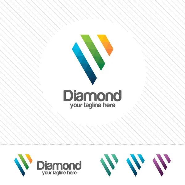 Diamond logo design vektor med triangel pixel koncept. Färgglad och modern design vektor av diamond logotyp mall. Lämplig för studio företag, webbdesign, teknik, kommunikation. — Stock vektor