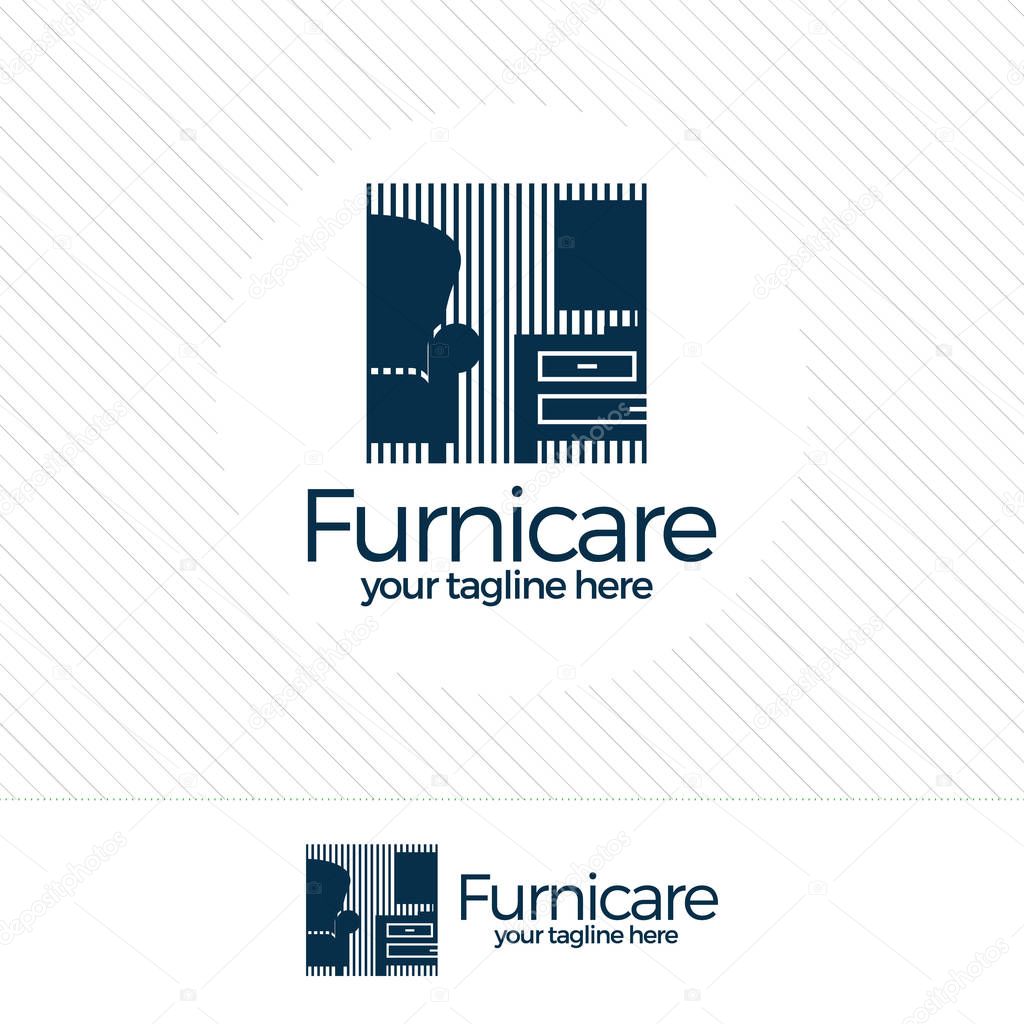 Abstract furniture logo design concept. Symbol and icon of chairs, sofas, tables, and home furnishings.
