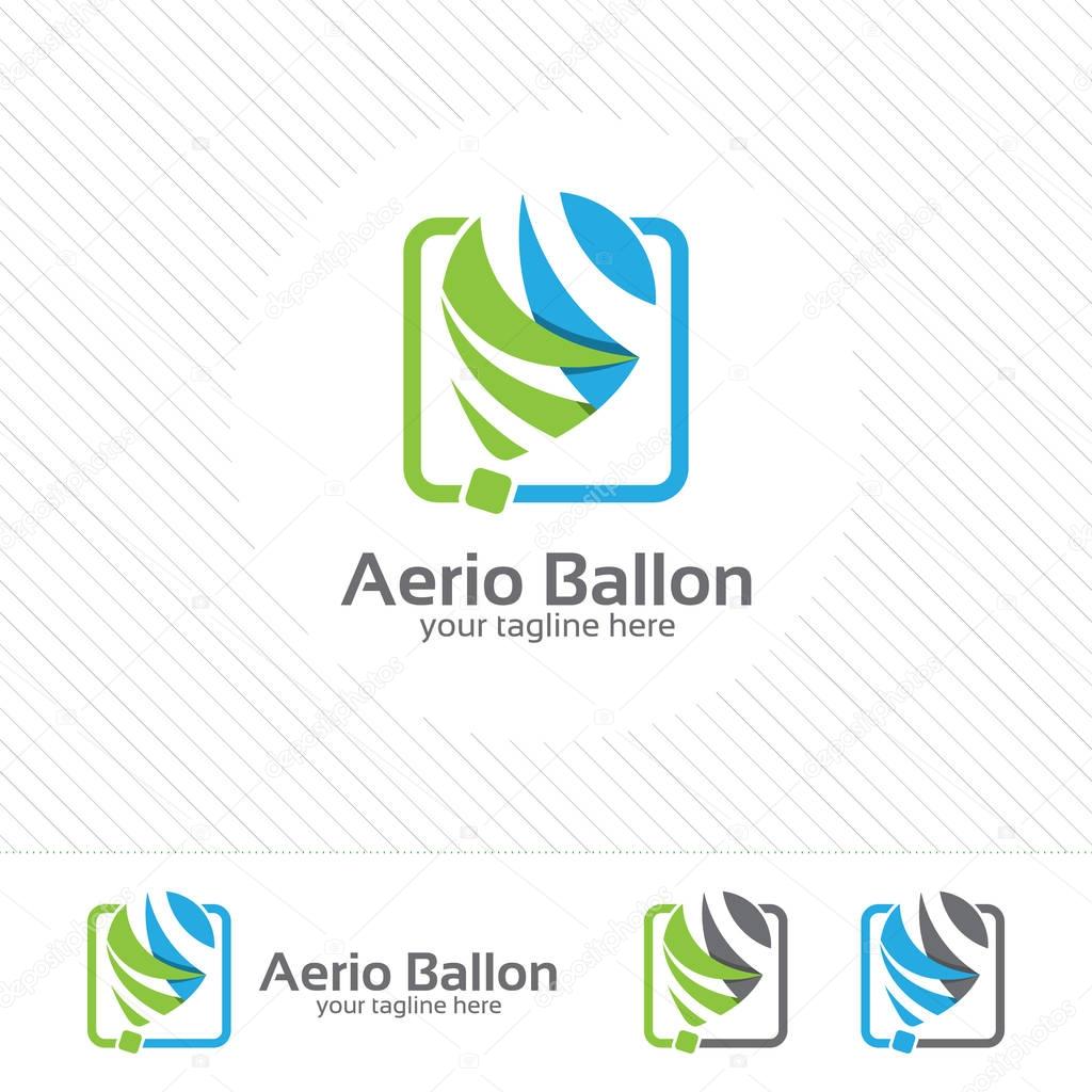 Air balloon logo vector with simple modern design concept.
