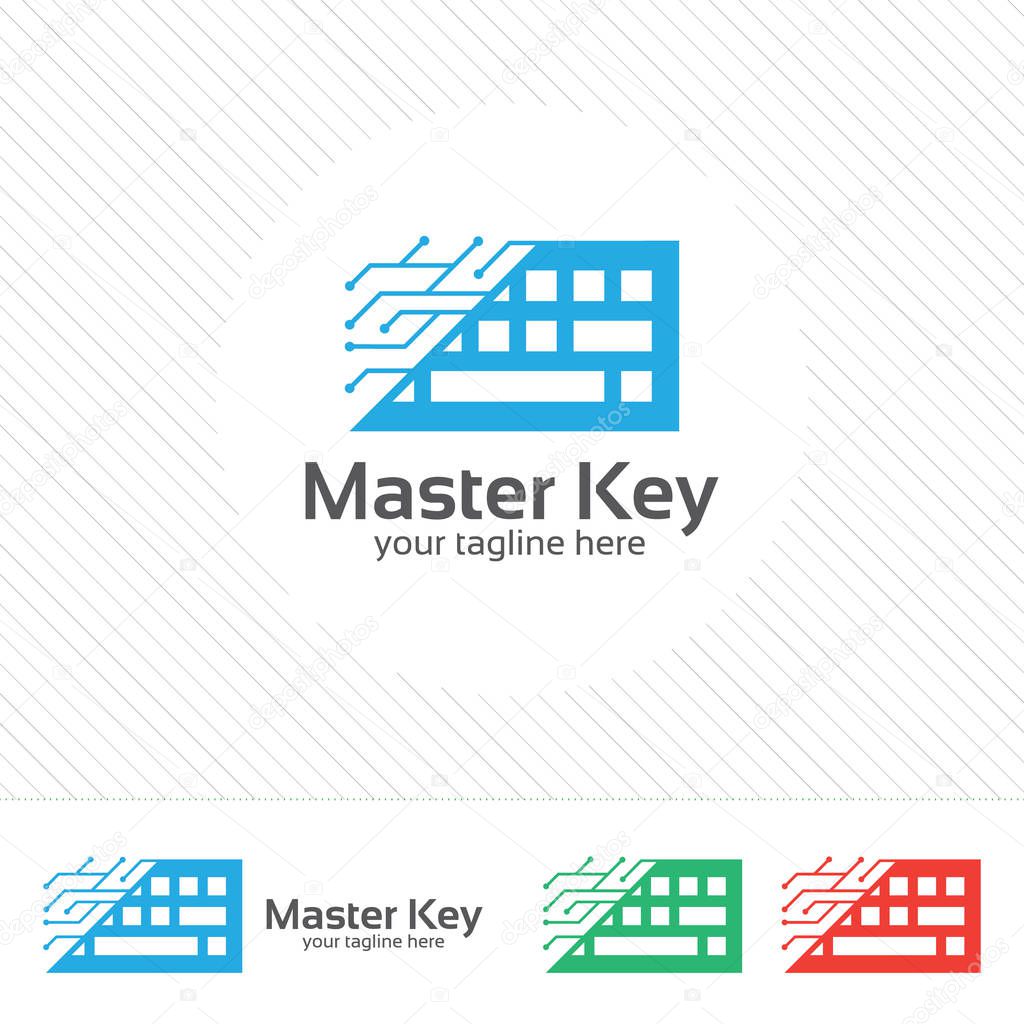 Abstract keyboard logo design vector. Simple and clean concept of wireless keyboard and technology symbol.
