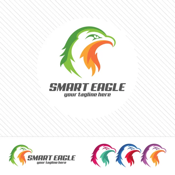 Eagle head logo design vector with flat color . Abstract eagle mascot illustration . — Stock Vector