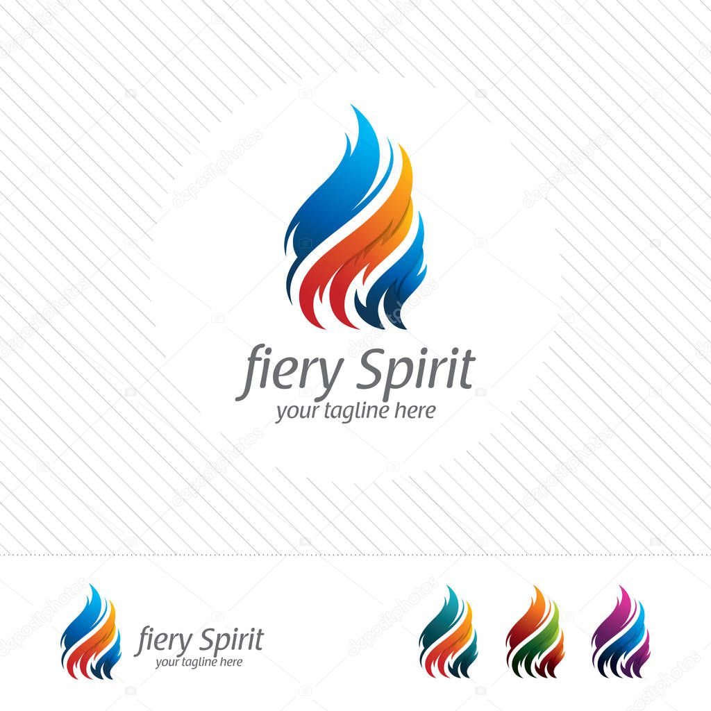 Colorful flame and fire logo design vector with modern look and gradient color. 