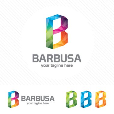 Renkli mektup B logo tasarlamak vektör teknolojisi için. Digital logosu piksel piksel gölgeler degrade renk konseptiyle.