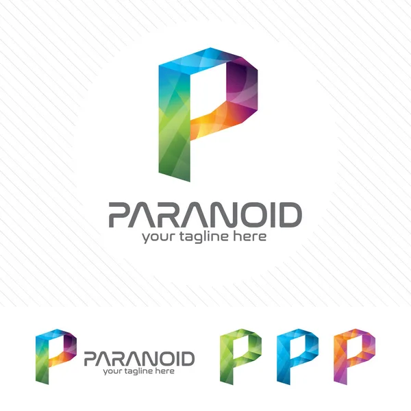 Colorful letter P logo design vector for technology. Digital logo pixel concept with pixel shades gradient color. — Stock Vector