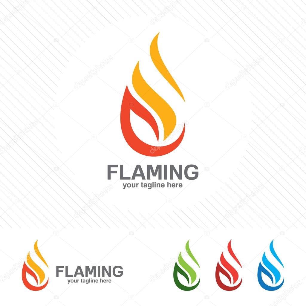 Flame logo template. Oil and gas logo vector. Fire vector design.