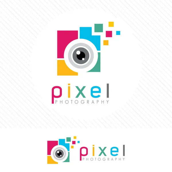 Logotipo de fotografia colorida com estilo moderno da lente da câmera  . —  Vetores de Stock
