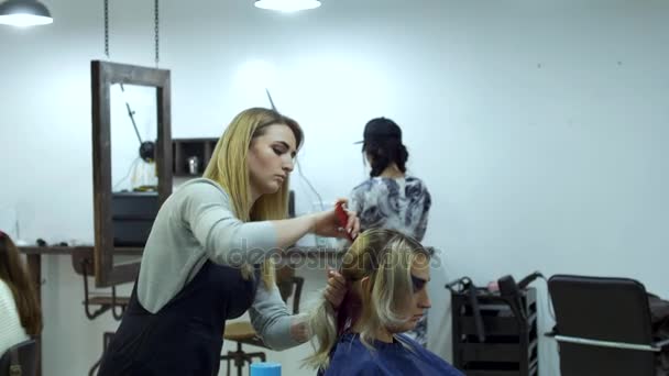 Maquillaje en el salón — Vídeo de stock