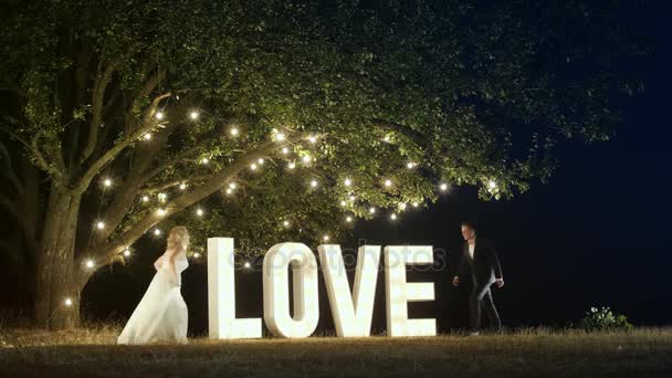 Slow motion of girl and boy running towards each other and hugging passionately. — Stock Video