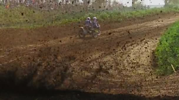 CHERNIVTSI, UKRAINE - 5 May, 2018: WSC FIM World Sidecarcross Championship. Slow motion. — Stock Video