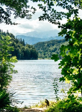 Alpler'in arka planında dağ gölü