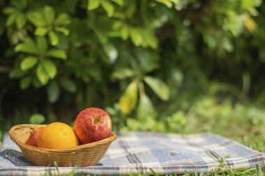 Elma ve portakal, meyve sepeti.,