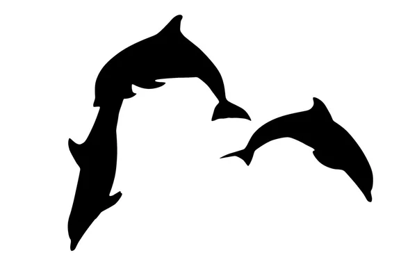 跳跃的海豚的剪影 — 图库照片