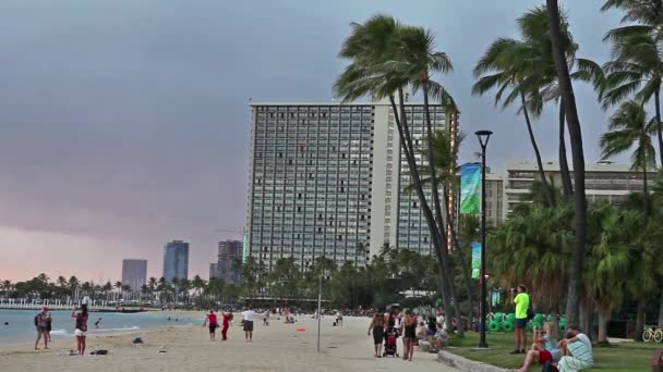 Waikiki panorama da praia — Vídeo de Stock