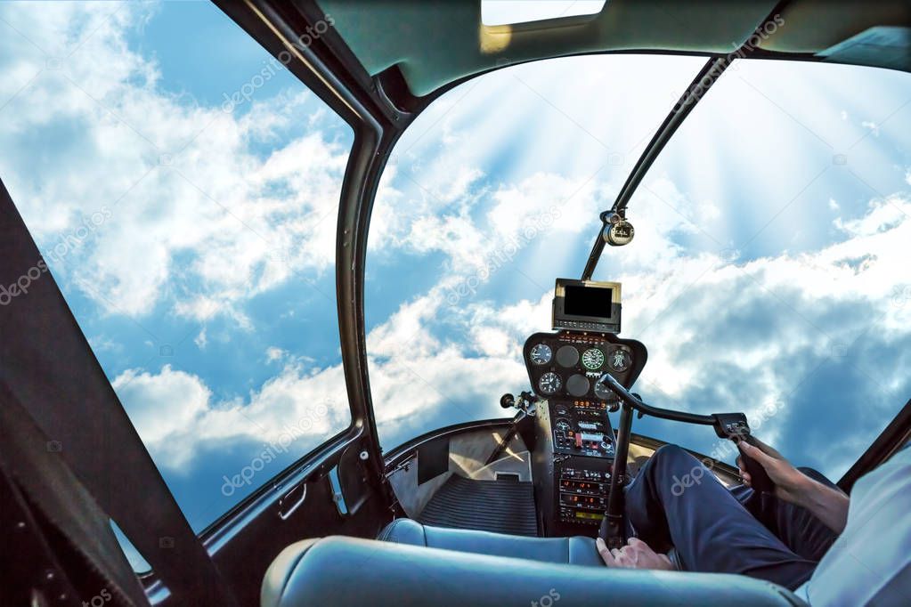 Cockpit in cloudy sky