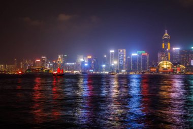 Geceye kadar Hong Kong Skyline