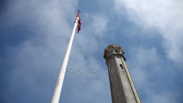 Alcatraz Amerikan bayrağı — Stok video