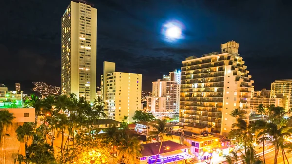 Waikiki Moonlight Aerial View