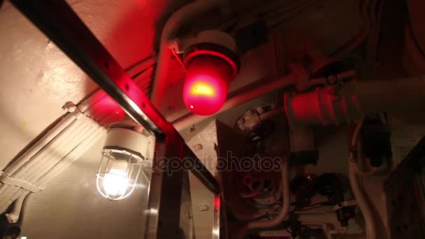 Ponorka červená poplachová světla — Stock video