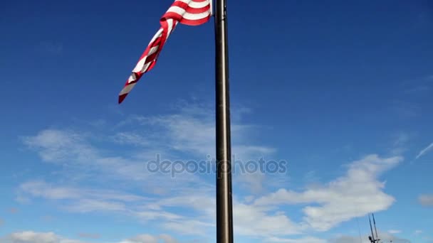 Pearl Harbor half-mast flag — Stock Video