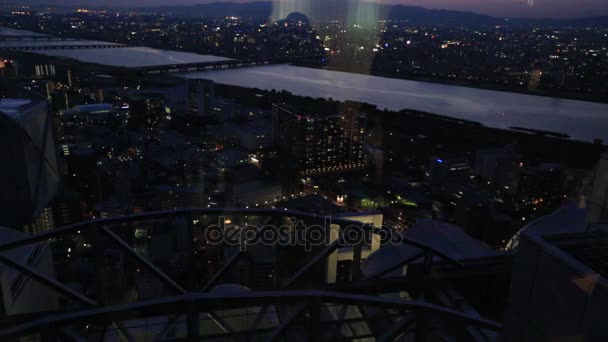 Osaka skyline w nocy — Wideo stockowe