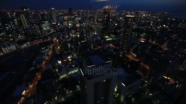 Osaka Panorama soumrak — Stock video