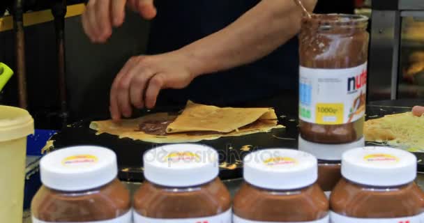 Fransız krep Nutella ile — Stok video