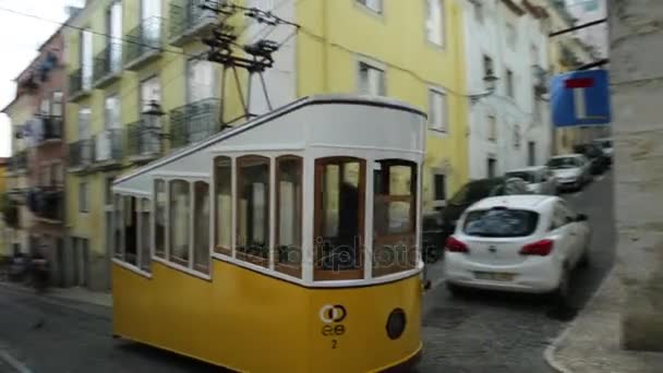 Skärningspunkten Lissabon Funicular — Stockvideo