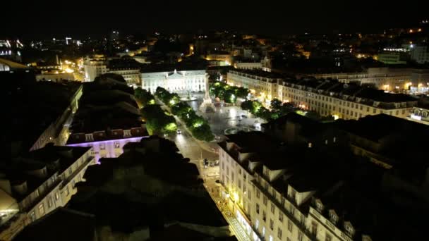 Rossio torget natt — Stockvideo