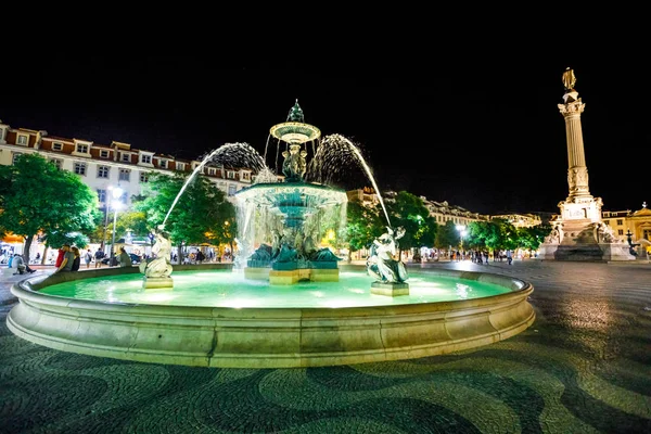 Plaza Rossio por la noche — Foto de Stock