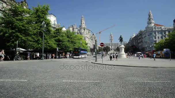 Freedom Square Oporto — Stockvideo