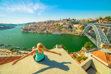 Freedom woman at Douro River clipart