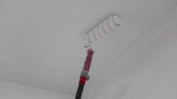 Ceiling paint roller — Stock Video