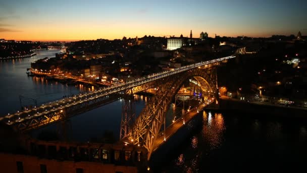 Porto night skyline — Stock Video