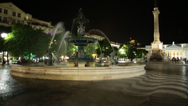 Ночь площади Россио — стоковое видео
