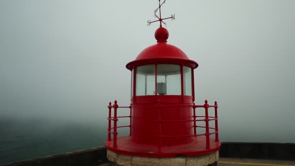Nazare red Lighthouse — Stock Video