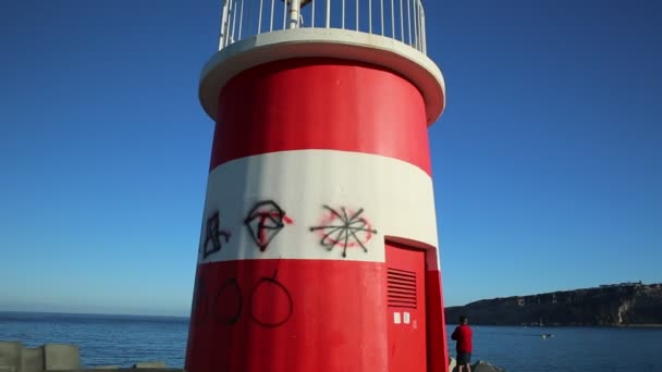 Nazare Farol Português — Vídeo de Stock