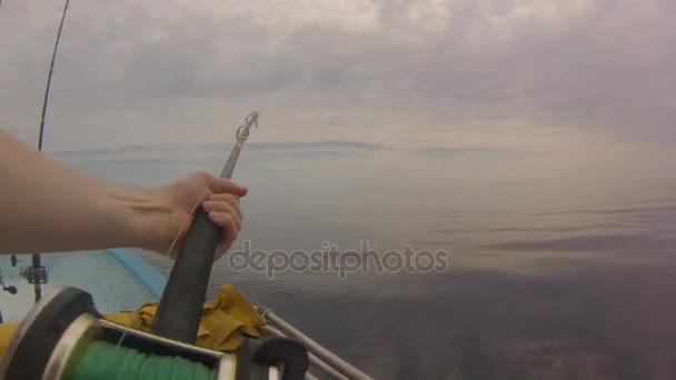 POV fisherman fishing — Stock Video