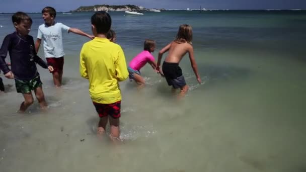 Kinderen in Hameln Bay — Stockvideo