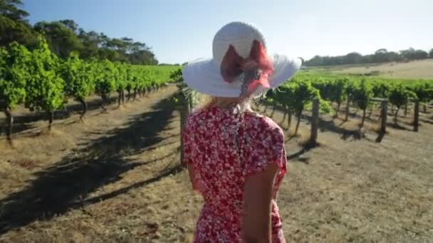 ぶどう畑の女性農家 — ストック動画